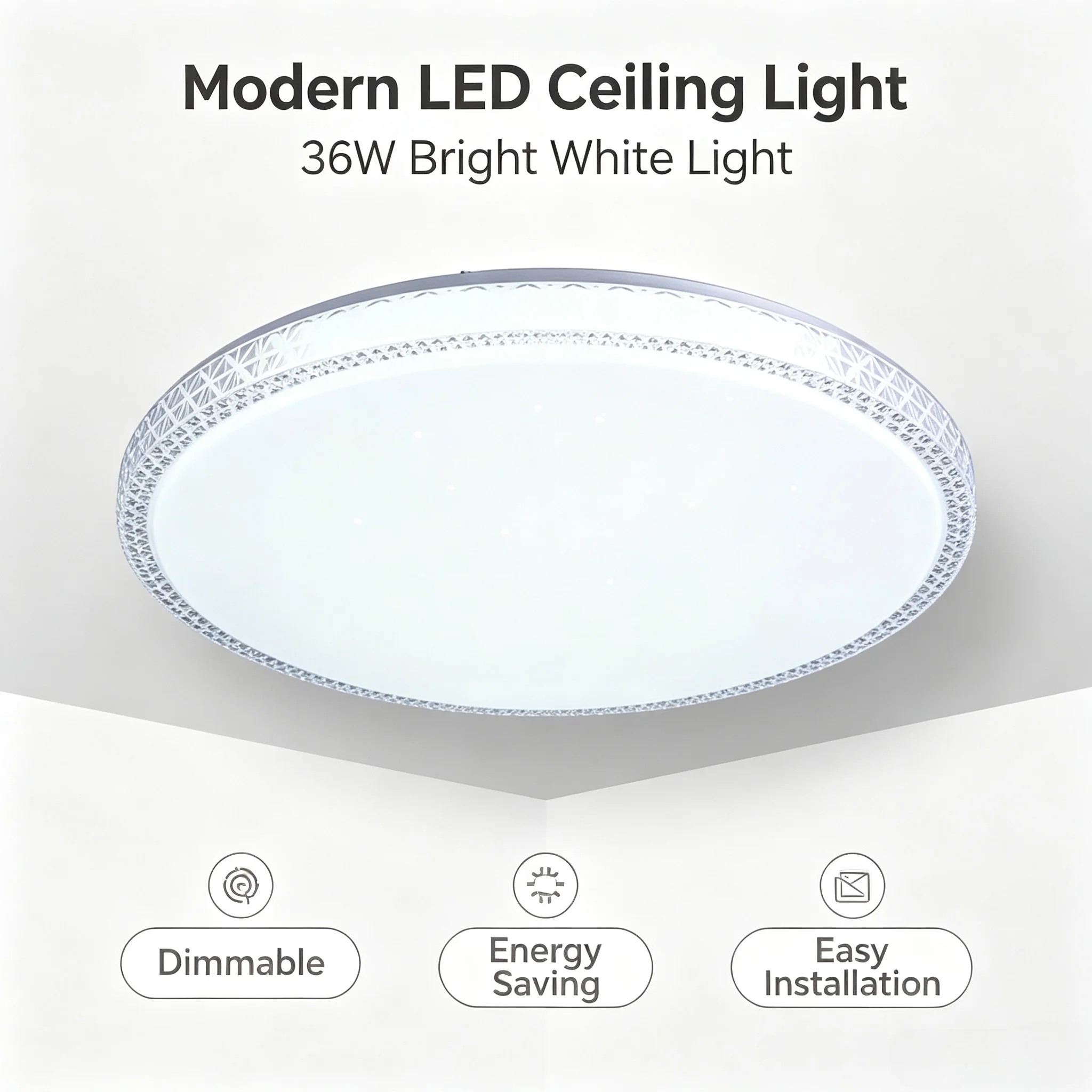 85-265V Ceiling Lamp, LED, Bedroom and Study Lamp, 36W, White Light, 40 cm, Modern Minimalist Round Lamp, with Light Source