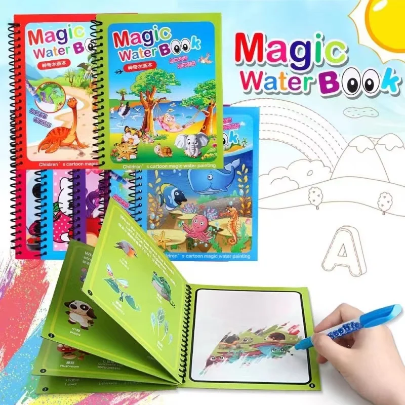 Libros de dibujo de agua mágicos para niños, libros para colorear, juguetes de pintura para niños, cumpleaños, Navidad, regalo de Año Nuevo para niños y niñas, nuevo