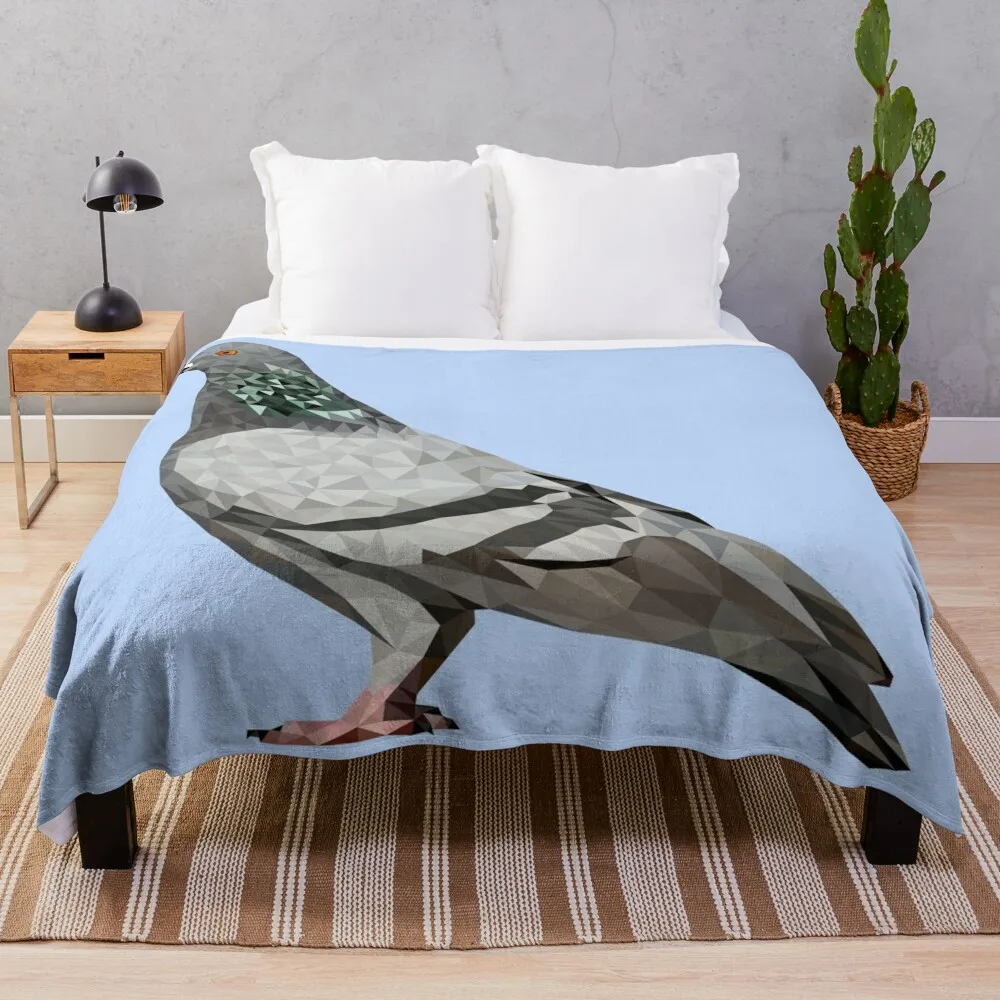 Pigeon - Low Poly Throw Blanket Retros Soft Plush Plaid blankets and throws Blankets