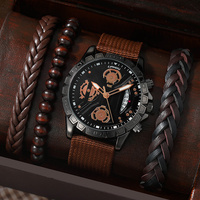 Fashion Men Watches Bracelet Sets LIANDU Luxury Nylon Band Quartz Wristwatch Elegant Gift Clock Male Relogio Masculino No Box