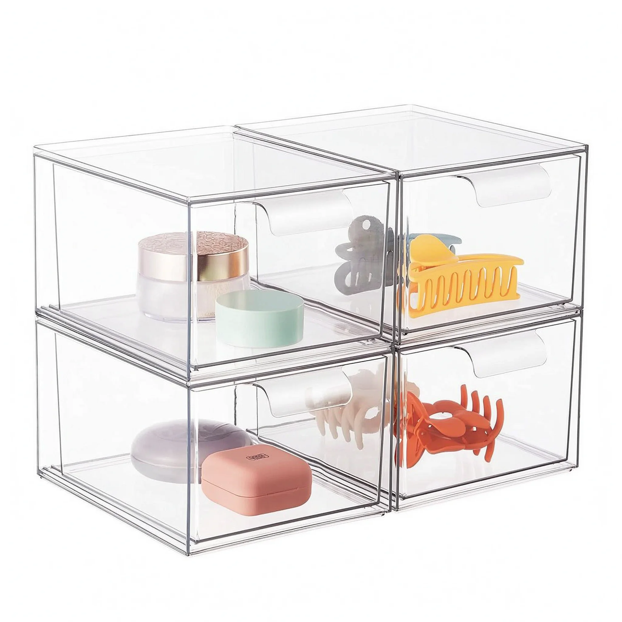 Stackable Acrylic Drawer Units Hair Care Organizer Storage Solution For Beauty Essentials Makeup