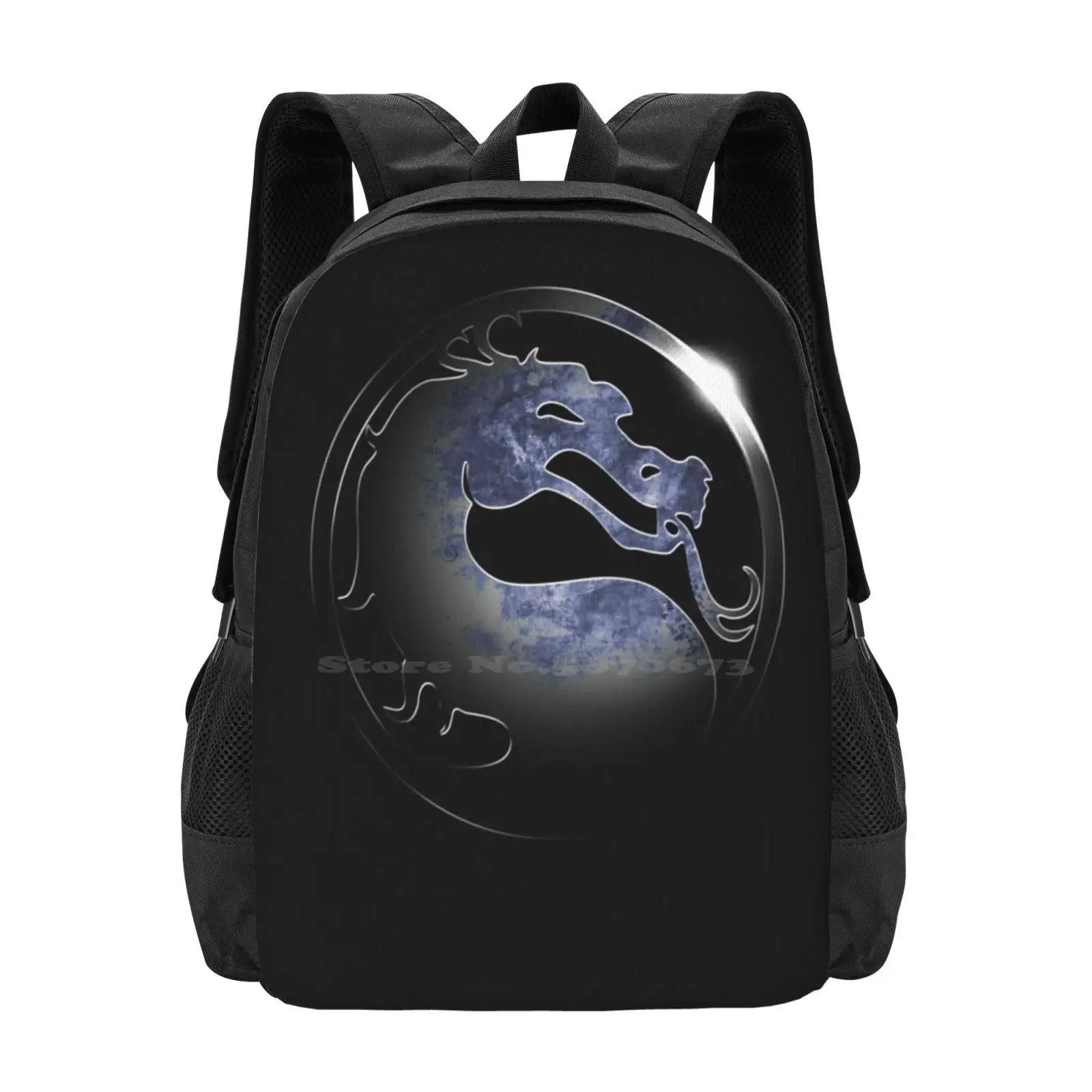 Mortal Klassic Teen College Student Backpack Pattern Design Bags Videogame Classic Logo Dragon Combat Kombat Mortal Fatality