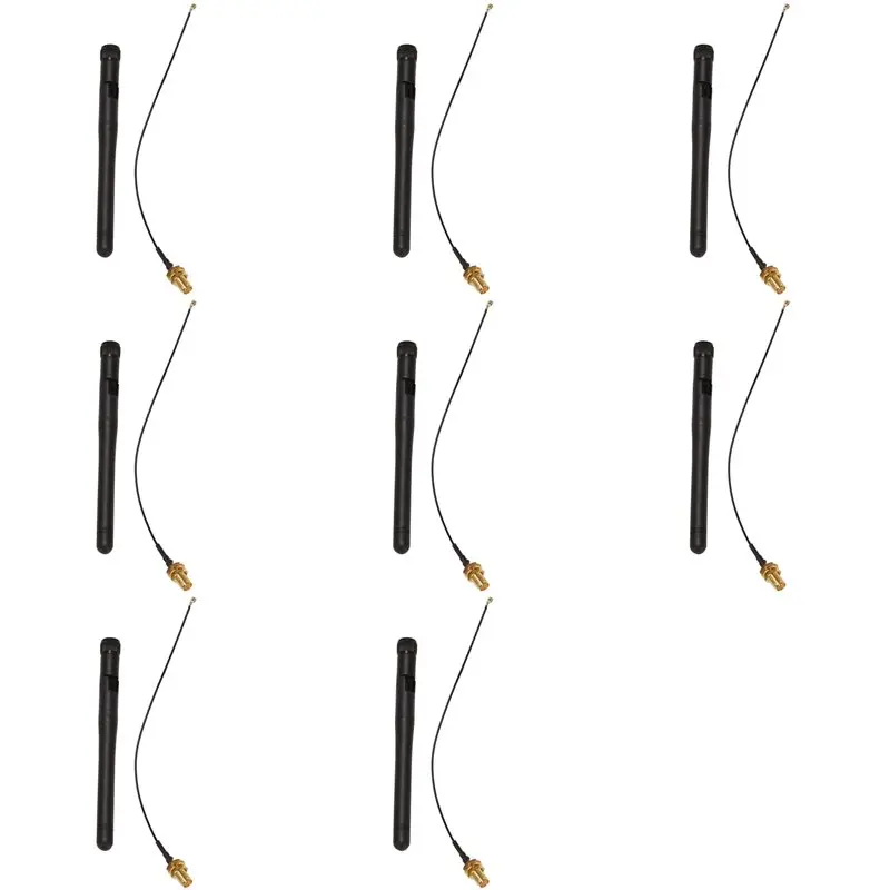 B92B-8X 433Mhz Antenna 5Dbi GSM RP-SMA Plug Rubber Waterproof Lorawan Antenna + IPX To SMA Small Cable Extension