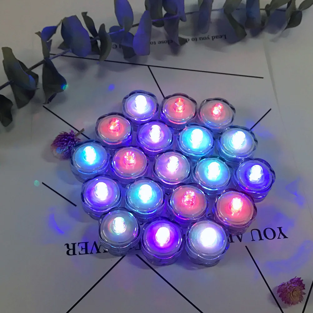 

24pcs Waterproof Light Underwater LED Pool Pond Submersible Lights 120hrs Operated Ambient Lighting for Weddings