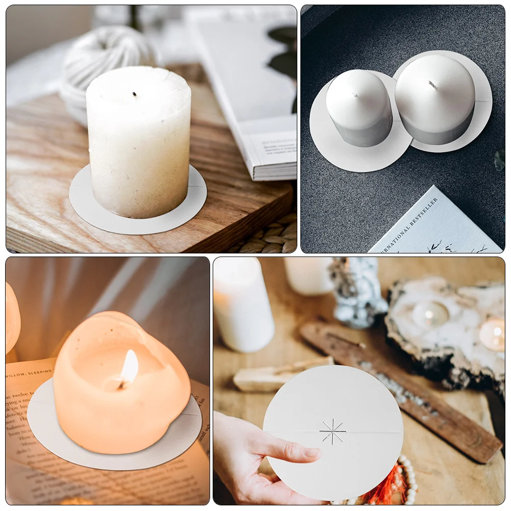 50 Pcs Tray Table Drip Protectors Beeswax Holder Paperboard Accessories White Candlestick for Disc