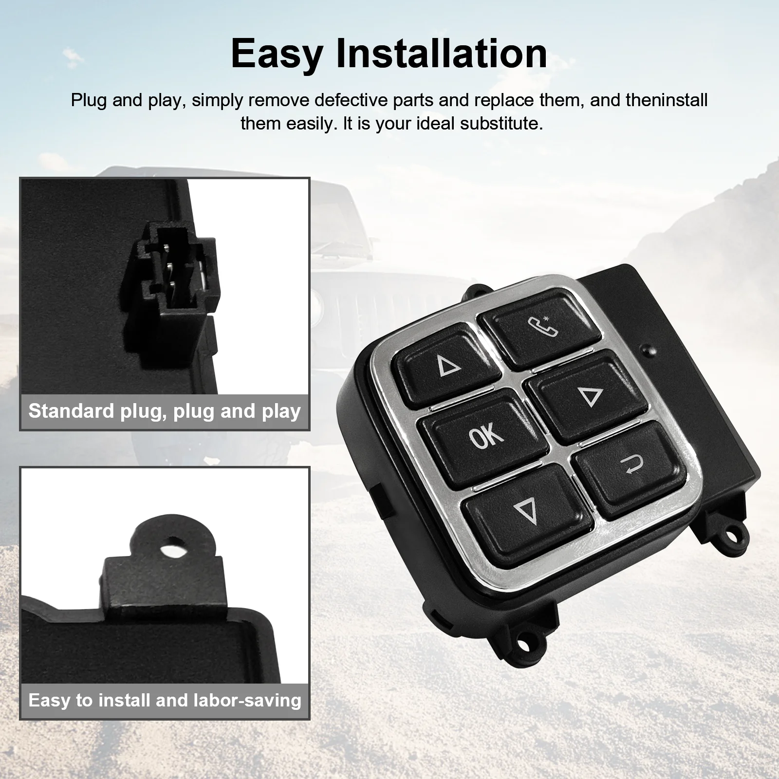 عجلة توجيه سيارة التبديل ل جيب رانجلر JK 2011-2018 ، JK زر JK ماتي زر وحدة التحكم التبديل #4