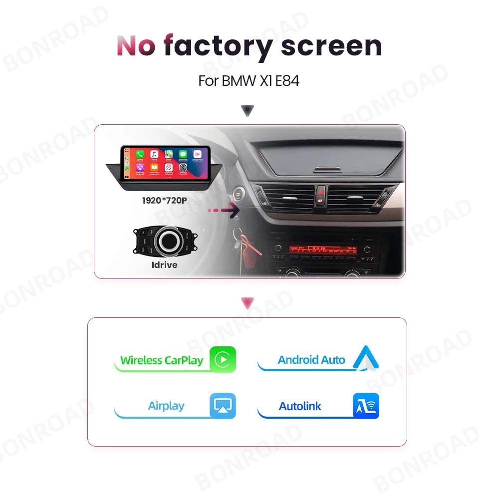Bonroad Draadloze Carplay Android Auto Multimedia Speler Autoradio Voor Bmw X1 E84 Touchscreen Met Bluetooth Gps Navigatie
