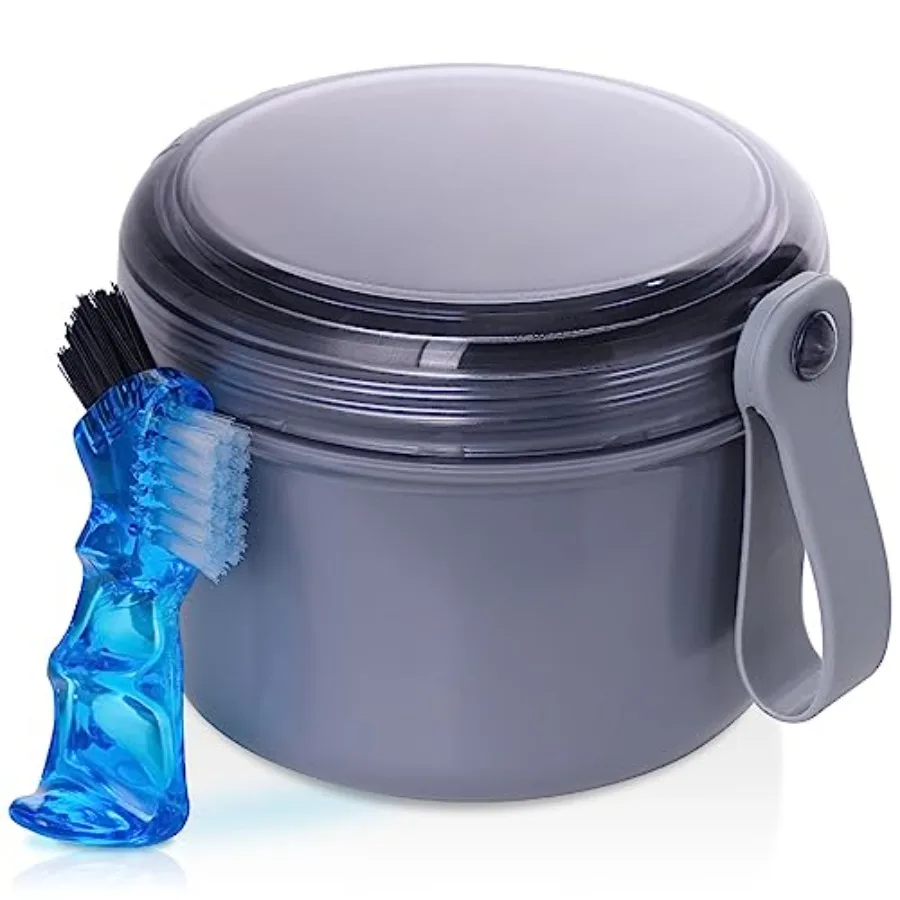 Denture Case, Leak Proof Denture Bath Cup for Travel, Denture Container Cups for Soaking Full and Partial Dentures, Retainers,
