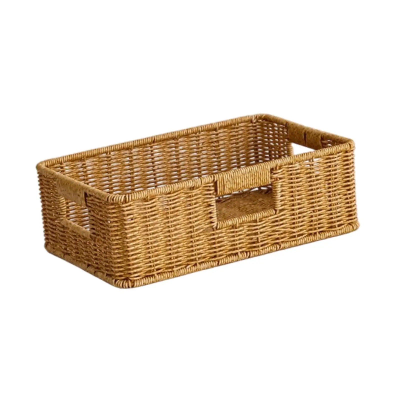 Lightweight Sturdy Woven Storage Basket Handy Plastic Bin Box Multifunctional Organizer for Home Picnic and Bathroom Shelves