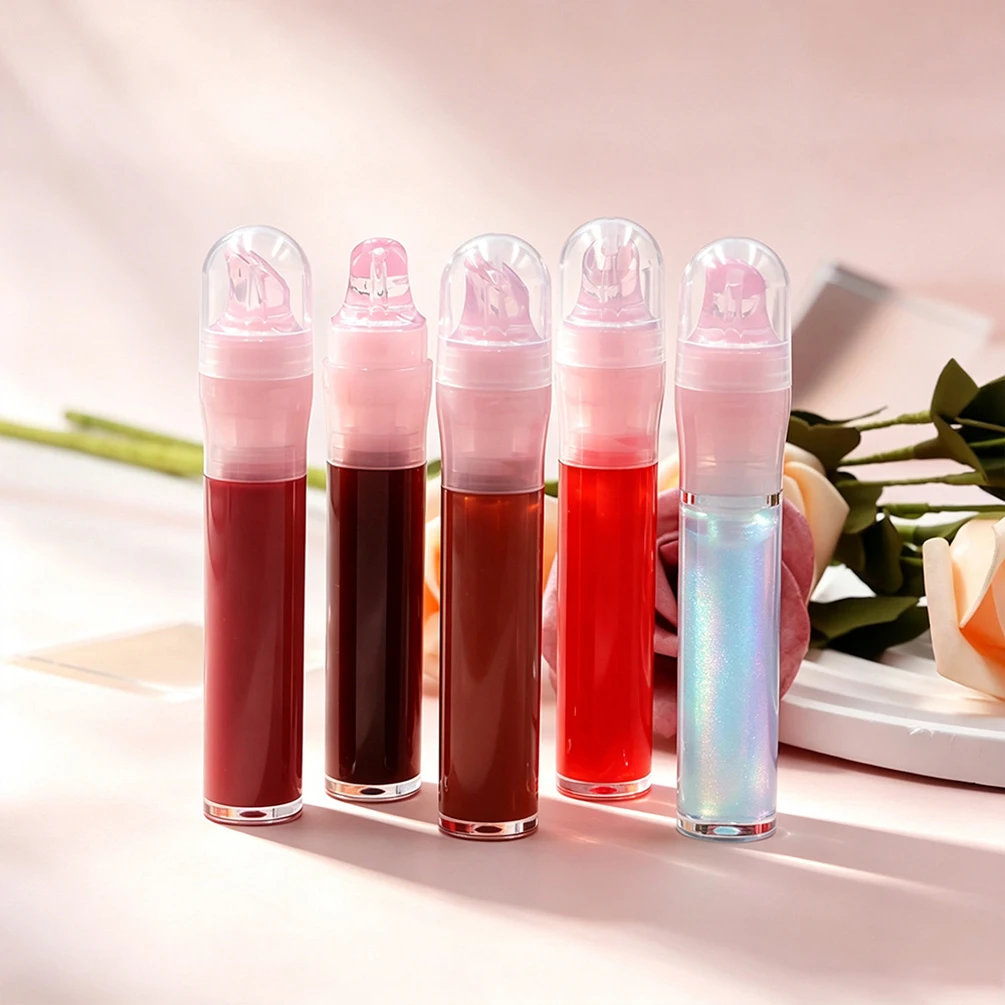 Private Label Lip Gloss Custom Logo Massage Head Water-gloss Mirror Hydrating Lipgloss Nutritious Glossy Makeup Wholesale Vegan