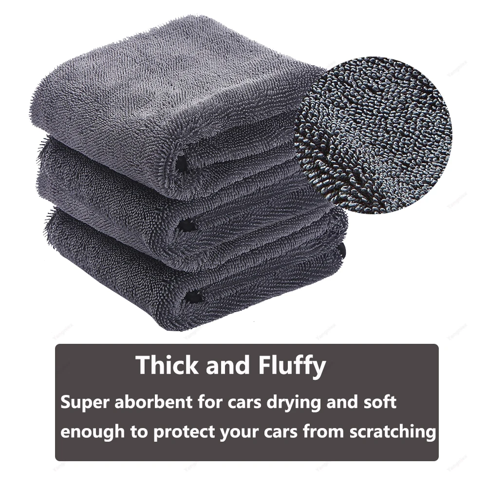 3/6Pcs Professional Microfiber Car Wash Towel Cars Home Cleaning Drying Cloth 600GSM Towels Rag Washing for Car Wash Accessory