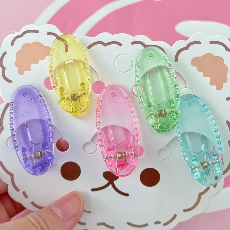 

10Pcs Transparent Color Girl Smooth Surface Barrette Kawaii Headwear Acrylic Manufacture Materials Children Broken Hair Clamp