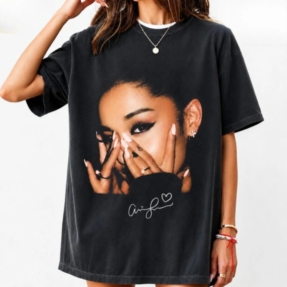 Ariana Grande bleached graphic T-shirt, 2026 tour fan merchandise, unisex cotton streetwear shirt  vintage clothes