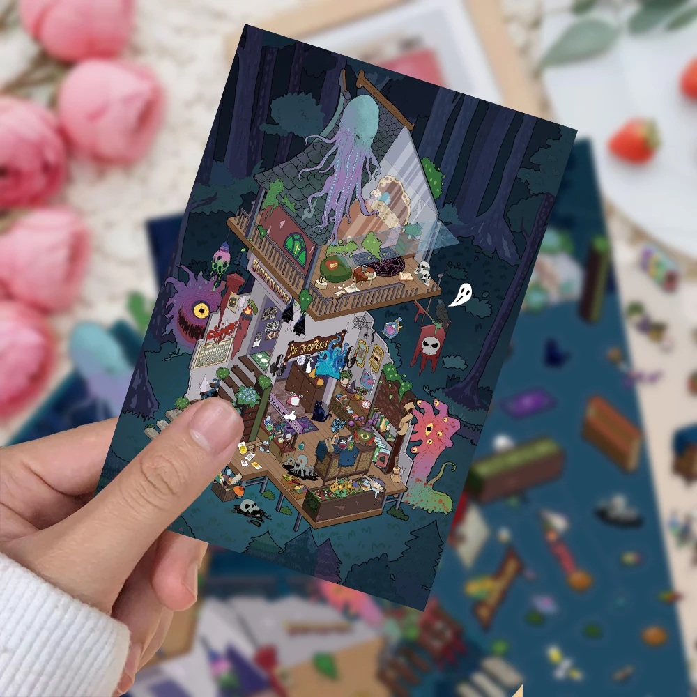 2 個クリエイティブミニチュア世界森林ミラー · クトゥルフ風景ステッカー DIY 減圧 PET 素材ステッカー