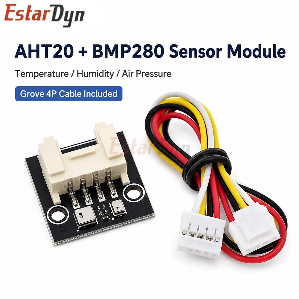 Estardyn AHT20 BMP280 Temperature Humidity Barometric Pressure Sensor Module High Precision I2C for ESP32 DIY IoT Projects