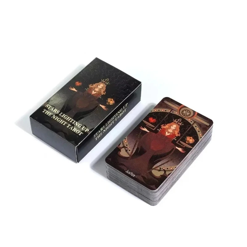 نجوم تضيء الليل التارو العادية نابضة بالحياة الآسيوية نمط الكرتون سطح السفينة حساسة خط الفن فريد إيندي التارو سطح السفينة للمبتدئين