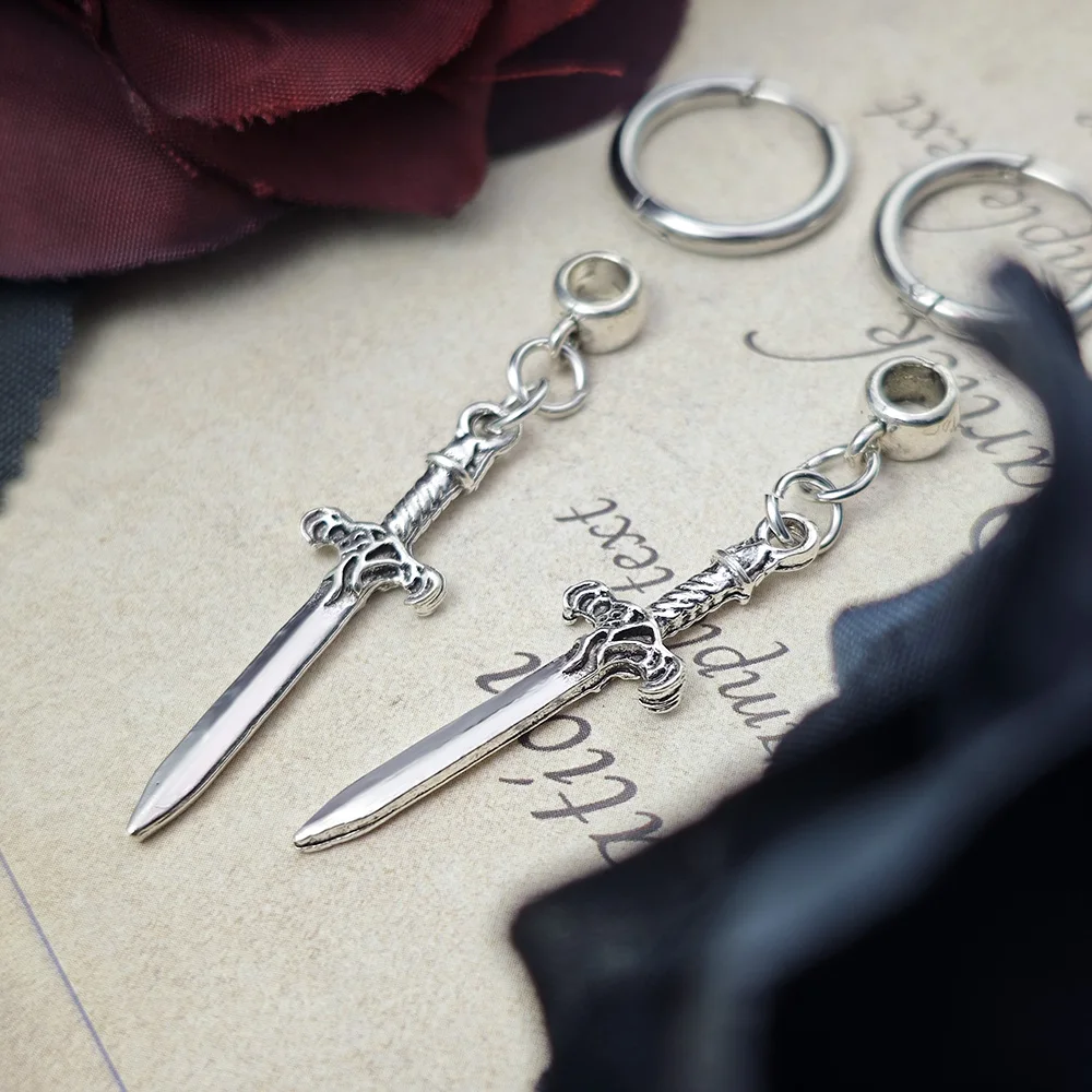 Gother Punk Dagger Drop Earrings For Women Men Vintage Sword Earring Silver Color Goth Halloween Cosplay Fashion Jewelry image 2