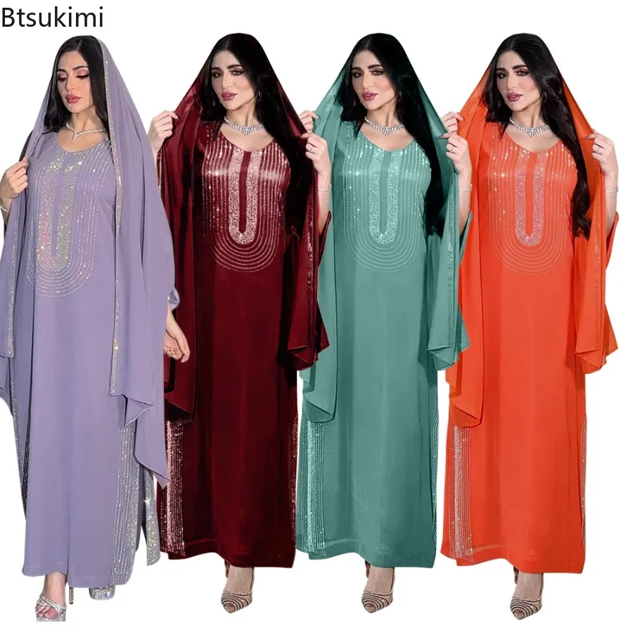 

Saudi Arabic Party Dresses for Women Muslim Fashion Abayas Elegant Vestidos Morocco Casual Kaftan Middle East Islamic Robe Mujer