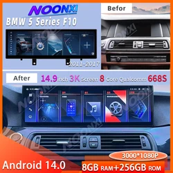 14.9'' Android14 Car Radio For BMW 5 Series F10 F11 F18 CIC NBT System Wireless CarPlay GPS Navigation Multimedia Player Head BT