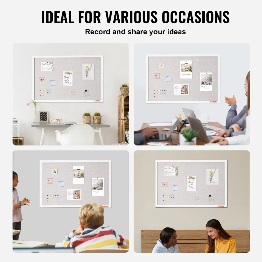 Tableau en liège blanc 36x24 avec Surface en lin, tableau d'affichage mural élégant pour la maison, l'école et le bureau, Noticeb fonctionnel élégant