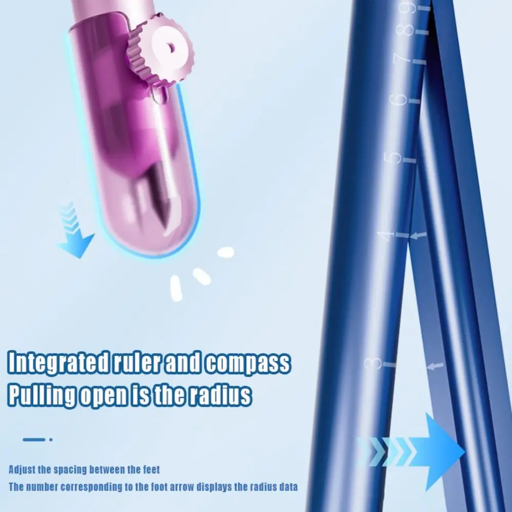 Metal Compass Pen-shaped Practical Circle Drawing Tool Mathematical Digital Display Math Geometry Tools School Office