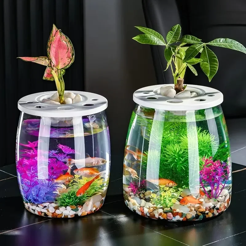 Goldfish Turtle Tank Multi-Scene Suitable Fish Tank Office Desktop 25W Plastic Fish Tank 220V Small Office Living Room Coffee