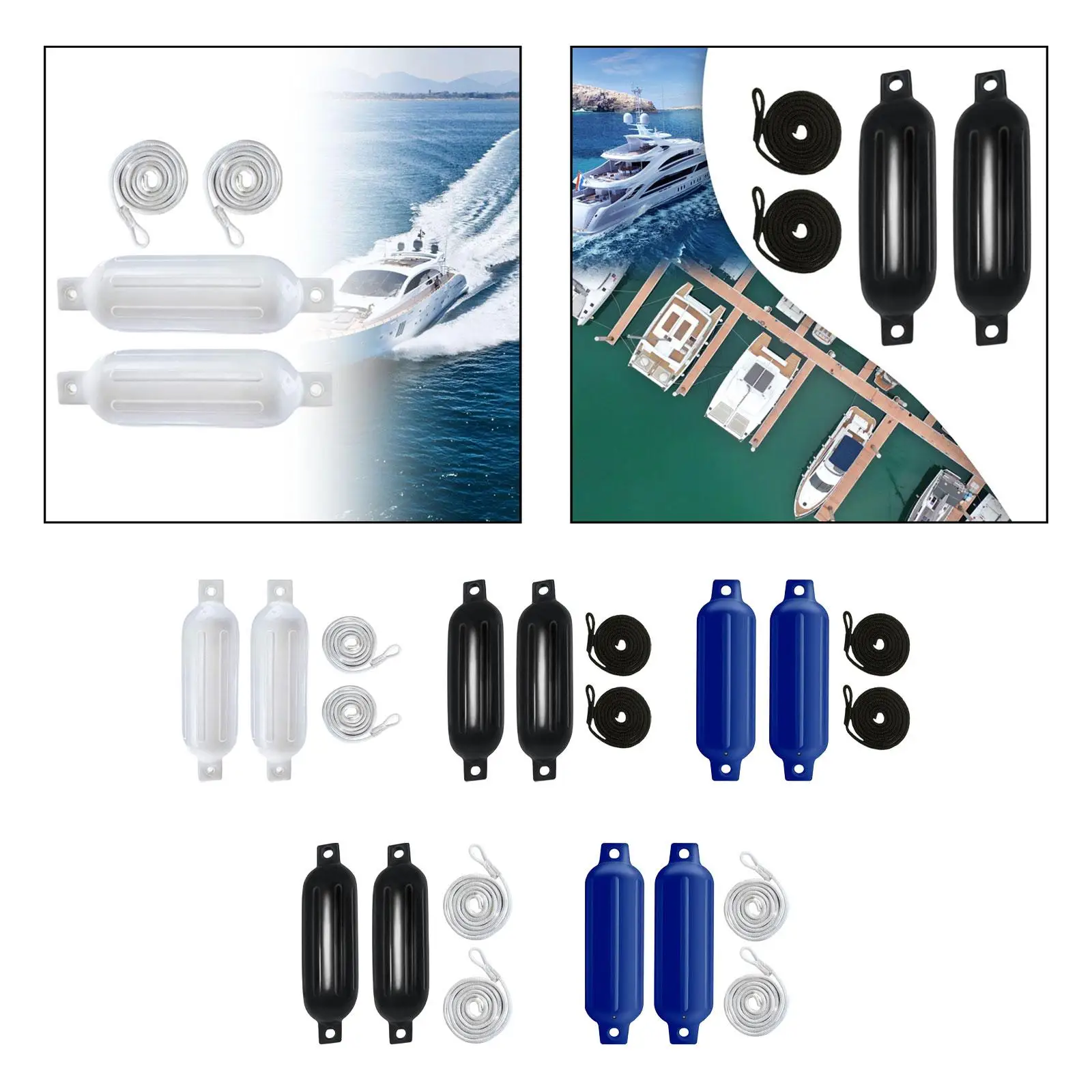 2 Pieces Boat Fenders 9.5mm X 2M Ropes PVC G1 Boat Accessories Boat Bumpers for Docking Yachts Speedboats Sailboats Pontoon