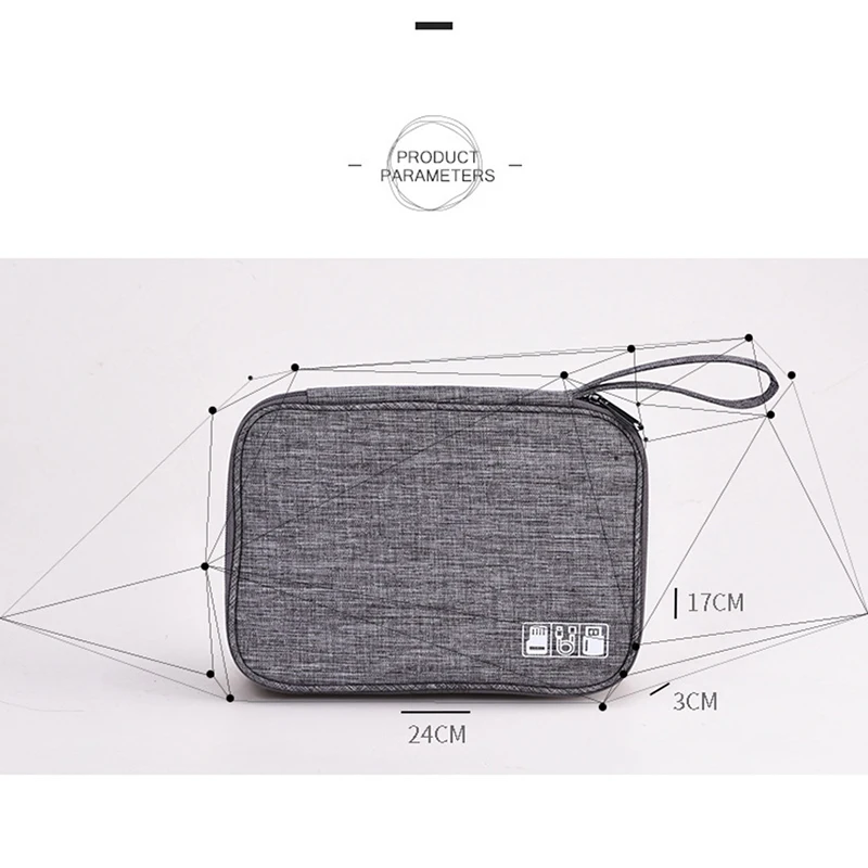 Multi-Compartment Travel Electronics Organizer Durable Waterproof Case for Cables Earphones Power Banks USB Drives Tech Accessor