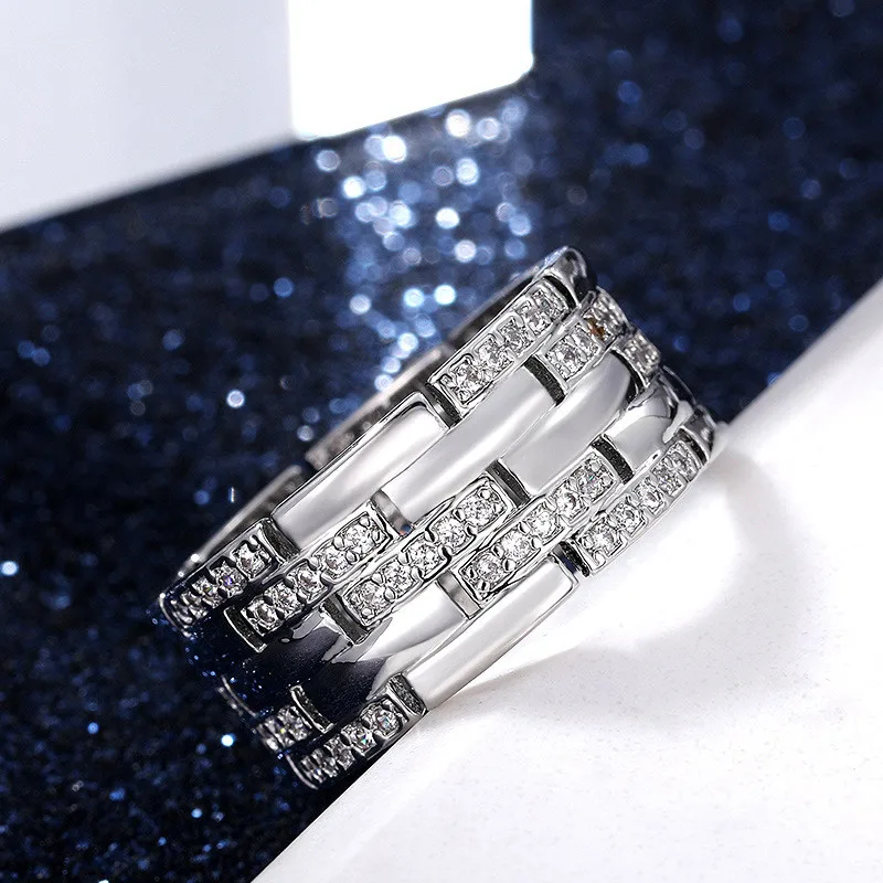 Luxury 925 Sterling Silver Finger Ring with Shiny CZ