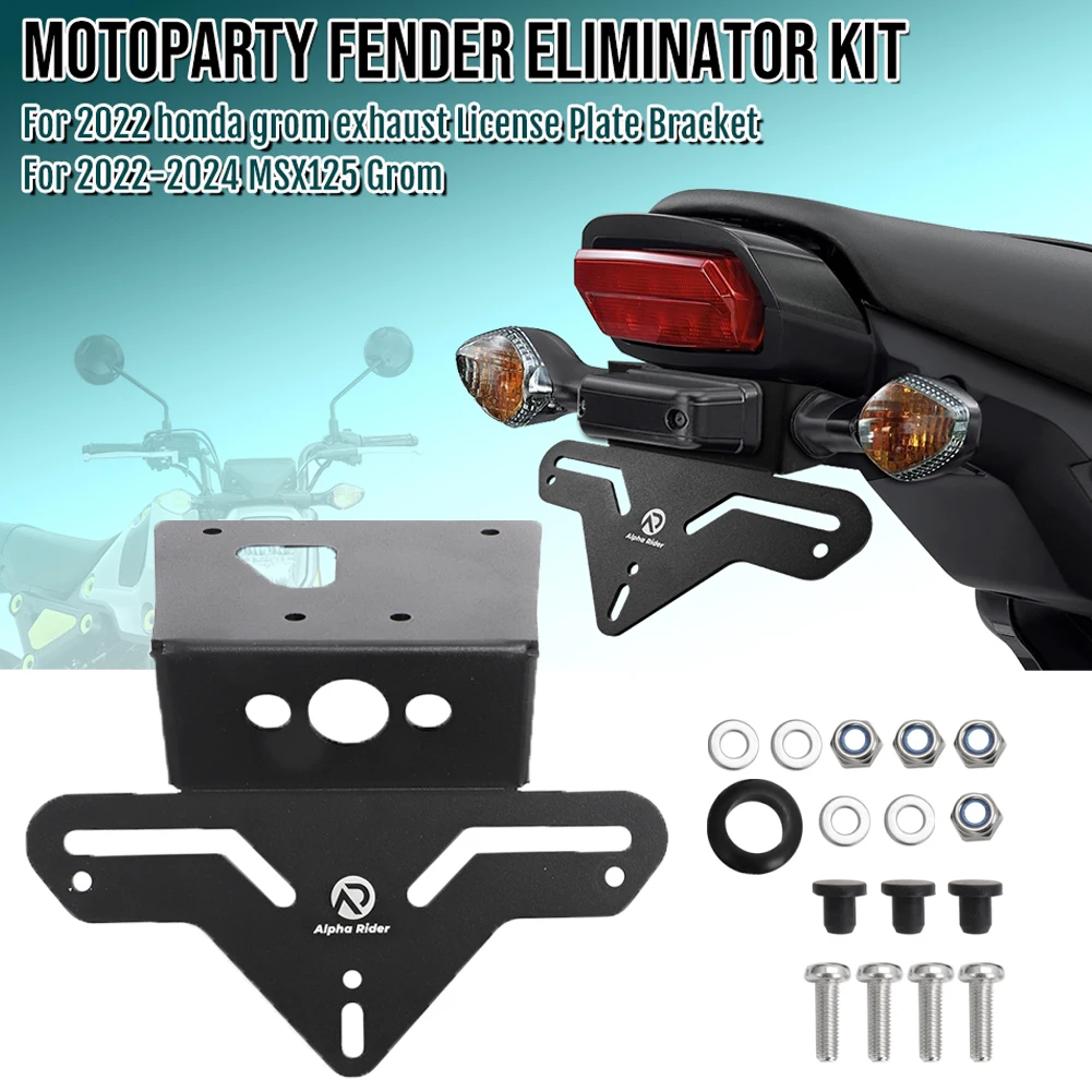 Motorcycle License Plate Holder Installation Bracket Set For Honda MSX125 Grom 2022 2023 2024