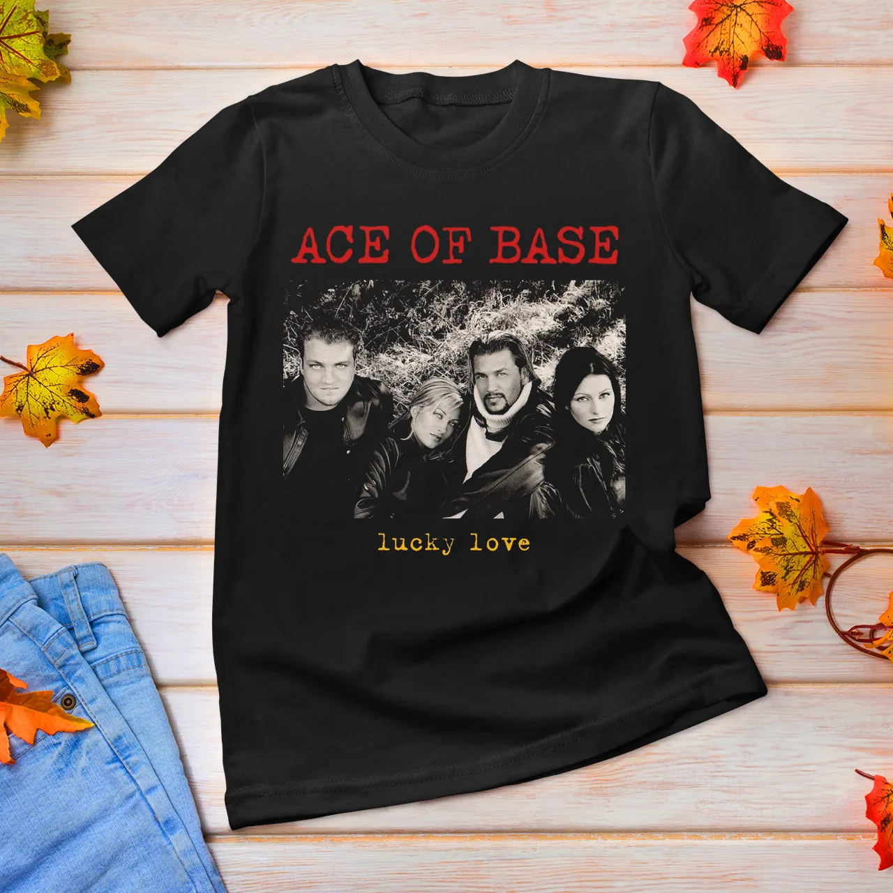 

Lucky Love By Ace of Base Band Хлопковая черная полноразмерная мужская и женская рубашка MM191