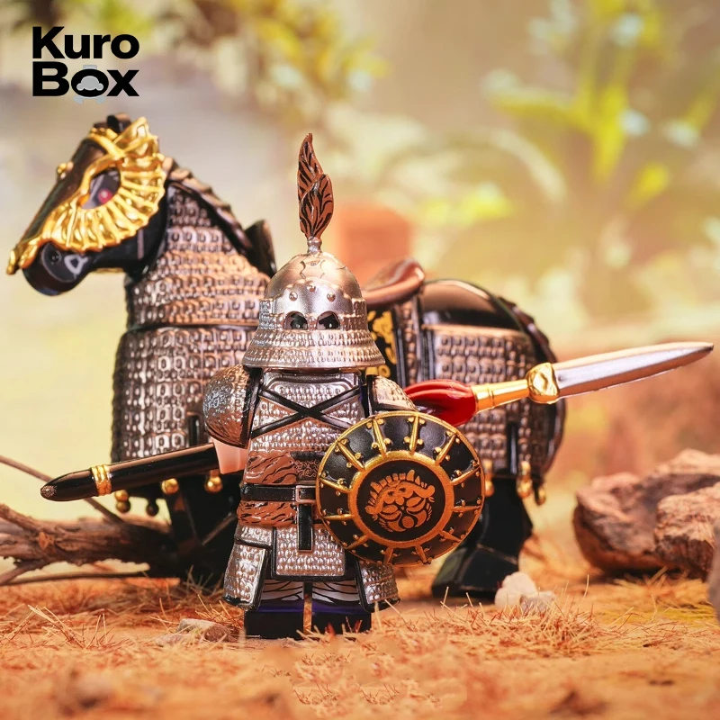 Plastic Medieval Cavalry Building Blocks Minifigure Armored Warrior Knight with Warhorse Suit of Armor Soldier Assembly Toy