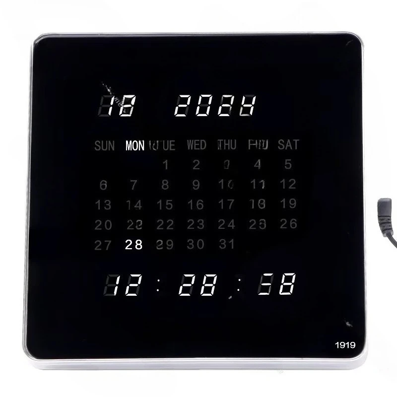 Led digital electronic clock electronic perpetual calendar wall clock creative calendar wall mount desktop dual-use