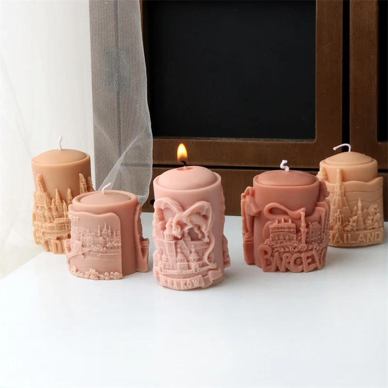 Church House Building Silicone Candle Mold Relief Pillar Resin Tool DIY Castle Plaster Epoxy Resin Handmade Making