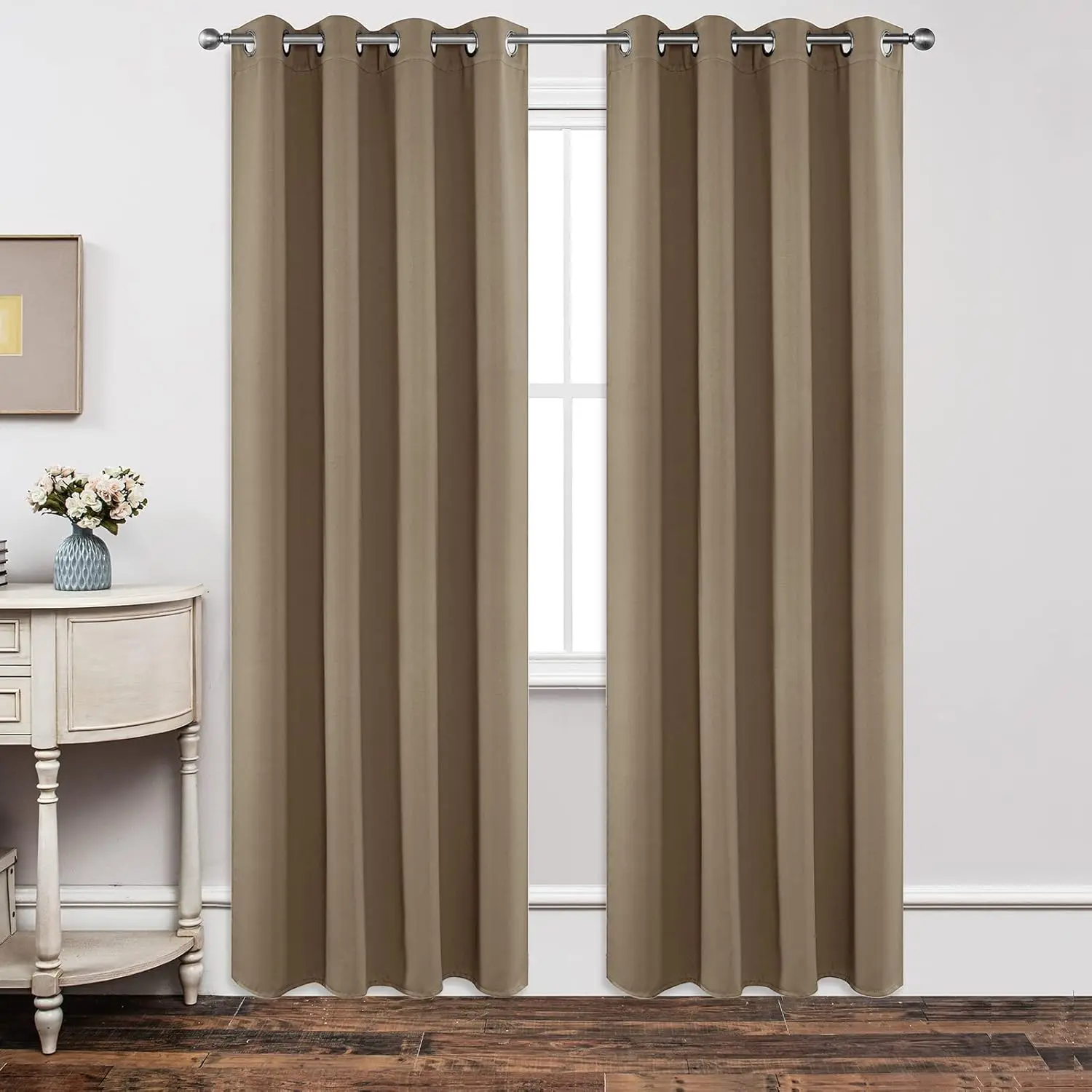 

Blackout Curtains 84 Inch Length 2 Panels Set, Thermal Insulated Long Curtains& Drapes 2 Burg, Room Darkening Grommet Dr
