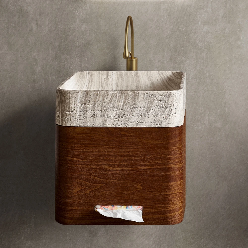 S*& Modern Mini Size Square Sanitary Ware Single Hole Stainless Steel Hand Wash Basin Wall Hanging Hung Mounted Bathroom