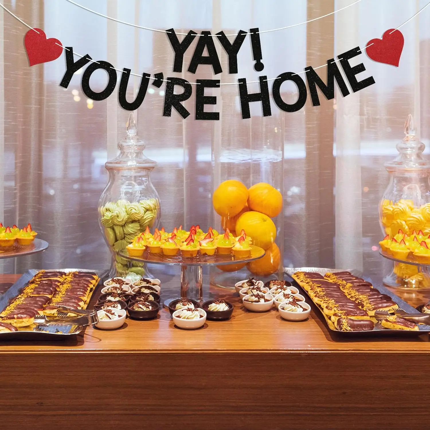 يا! أنت المنزل! لافتة - لافتة مرحبًا بكم في العودة إلى المنزل، لافتة رايات حفلات لم شمل العائلة، ديكورات حفلات المنزل باللون الأسود #5