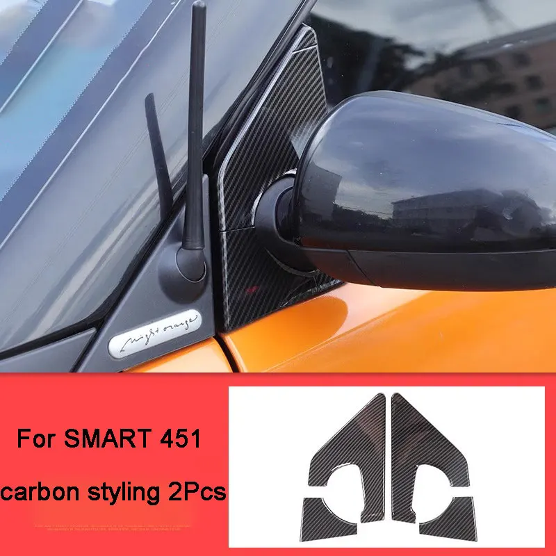 2Pcs Car Rearview Mirror Triangle Decorative Panel A-Pillar Decorative Sticker For Mercedes Smart 451 Fortwo Car Exterior