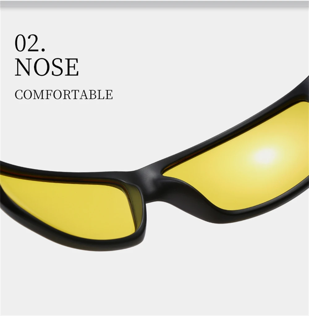 VIVIBEE Männer Sport Polarisierte Nachtsichtbrille Blendschutz Gelb Nachtsicht Fahren Sonnenbrille Frauen Brille – Detail 6
