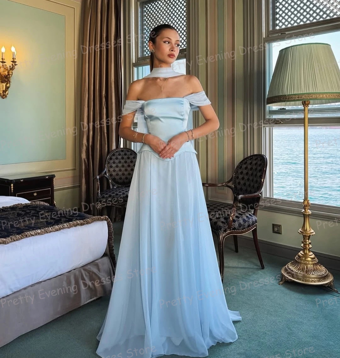 

Простые синие вечерние платья трапециевидной формы, женские платья для выпускного вечера без рукавов и открытой спины, модные платья по индивидуальному заказу, Vestidos De Novia Gala