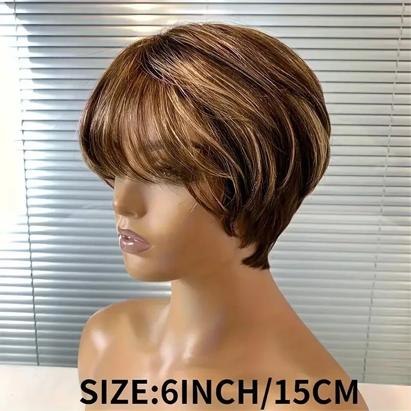 جودة عالية 6 بوصة عابث الباروكات اللون P4/27 للنساء آلة كاملة صنع البرازيلي عذراء ريمي الشعر البشري لينة مريحة