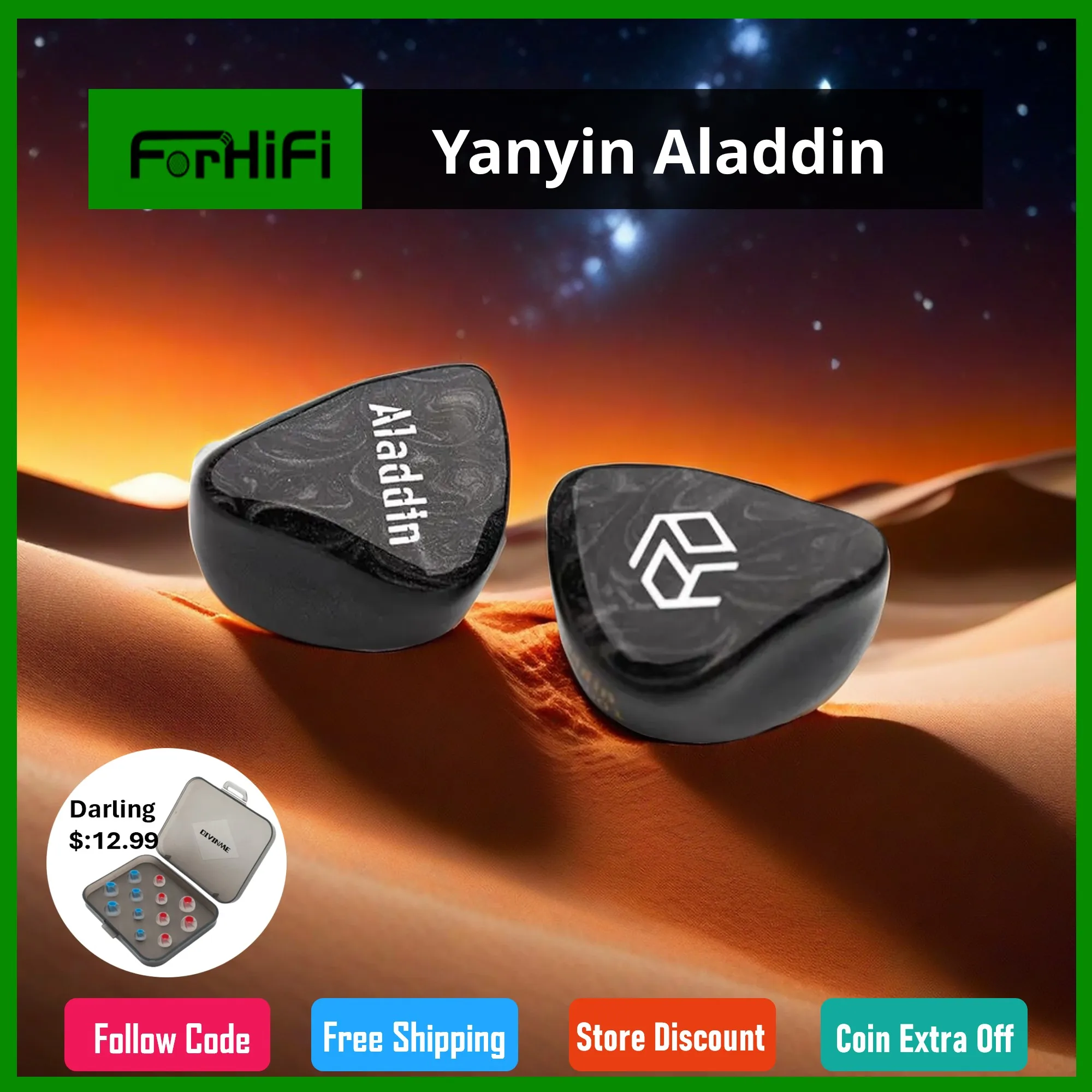 

Yanyin Aladdin 1DD+3BA Hybrid Knolwes Custom 3D Hifi High-End Monitor Studio Bass 2Pin 0.78mm Audiophile Musician Earphones