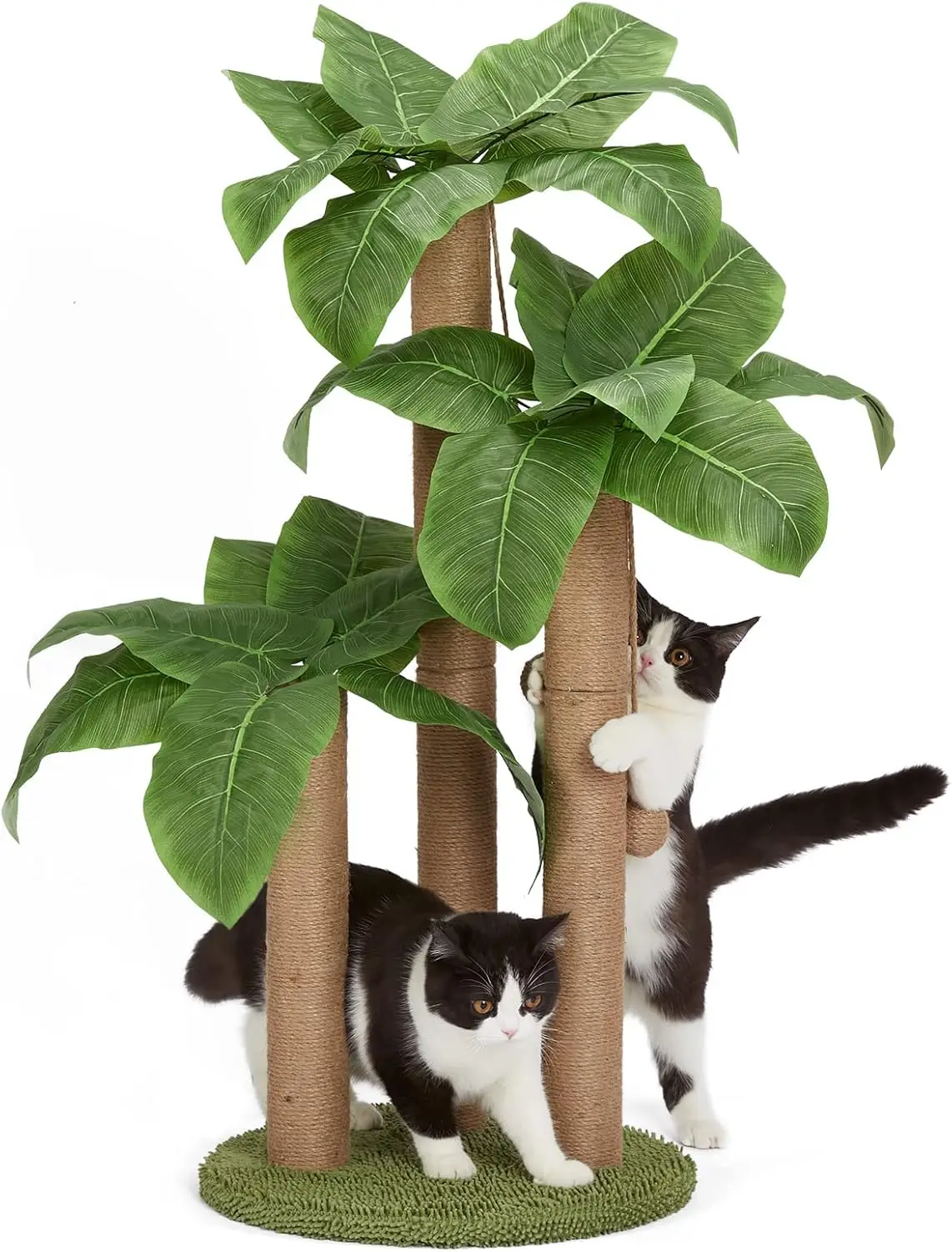

31.5Inch Cat Scratching Post,Cat Scratcher Tree with 3 Scratching Poles & 2 Interactive Dangling Balls,Cats Scratching Posts