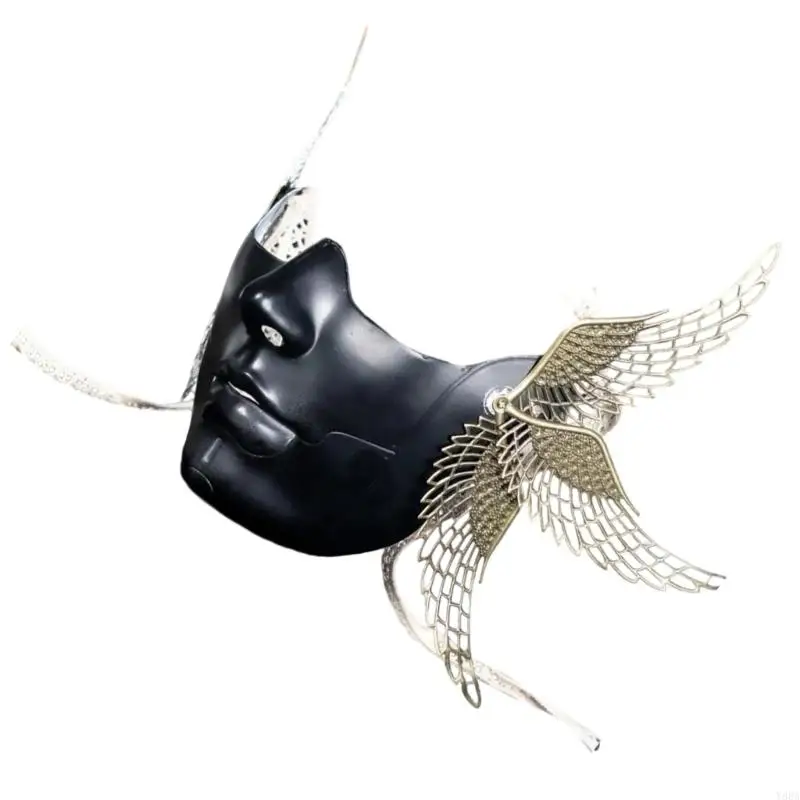 Masque mécanique Y88A avec masque mascarade Wing Masque Half Face Mask Halloween Cosplay Accessoires pour femmes Men Cosplay
