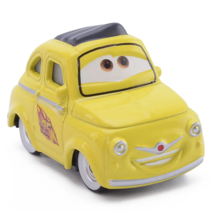 Disney pixar carros 2 peças mini empilhadeira bonito guido & luigo 1:55 liga de metal fundido relâmpago mcqueen modelo carro menino brinquedo presentes