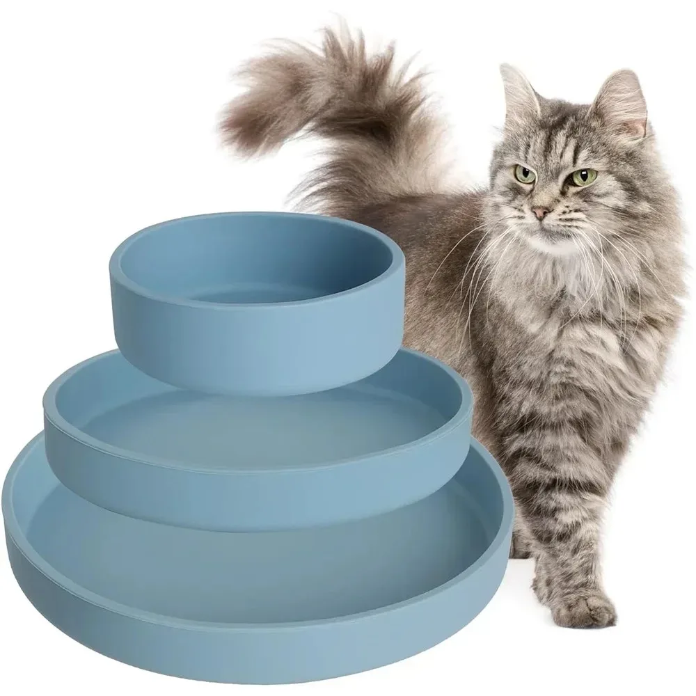 Cat Bowl Silicone Fall-resistant Pet Cat Feeding Water Bowl For Dogs Feeder Supplies Wet and Dry Separation Food Container