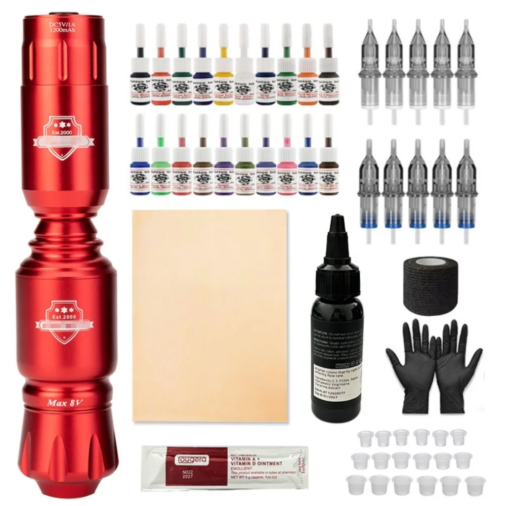 Portable Tattoo Machine Adjustable Cartridge Tattoo1600mAh Lithium Battery Power Wireless Tattoo Machine Pen Set