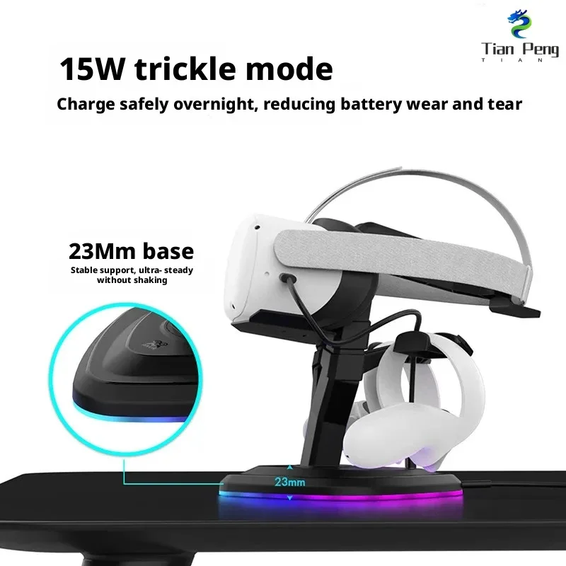 RGB Lighting 15W Charging Dock Stable Anti Shake Stand For PICO Q3 Q3S VR Headset Placement Support