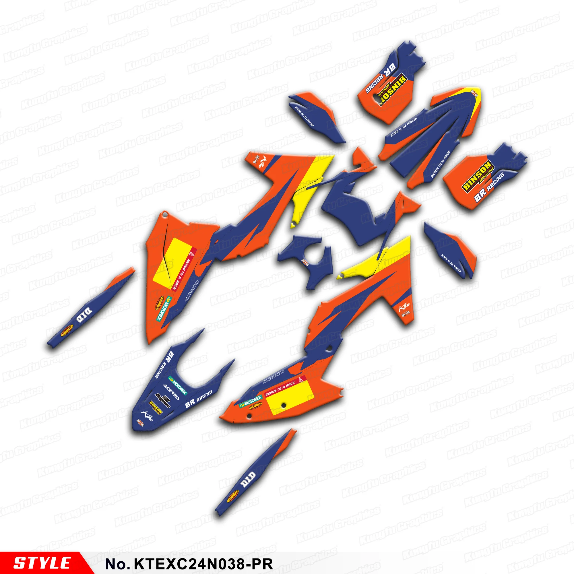 

Наклейки JY RACING: Полный комплект прочной виниловой графики для KTM 150 250 300 350 450 500 EXC EXC-F XC-W 2024 2025, KTEXC24N038-PR