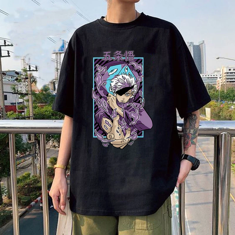 

New Anime Gojo Satoru Print T-Shirt Men Women Fashion Short Sleeve Casual Summer Tops Tees